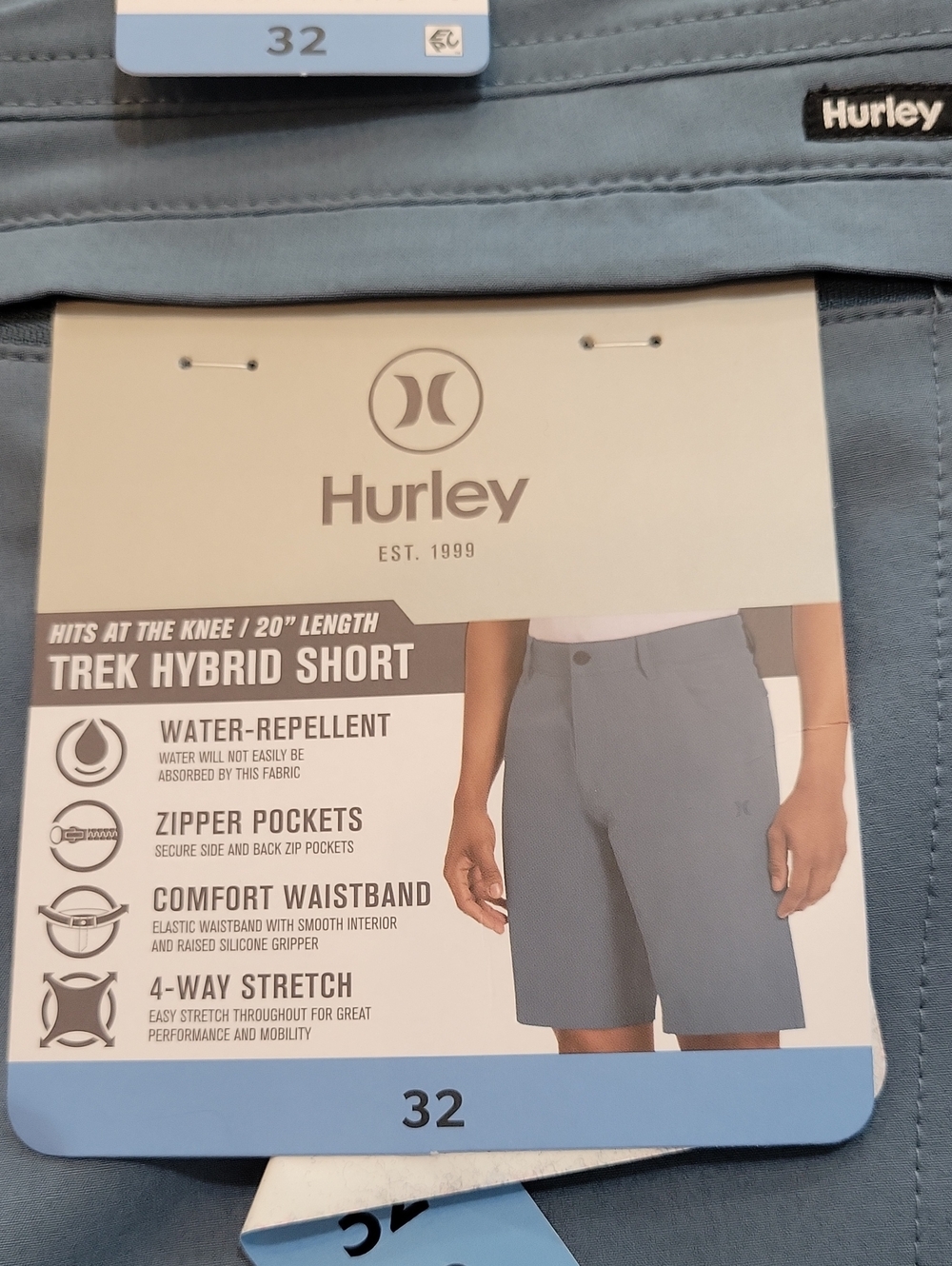 Hurley Men's Trek Hybrid Short Blue Size 32 NWT - Picture 8 of 10